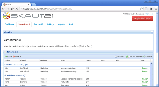 Seznam zaměstnanců